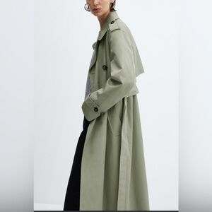 Mango MNG double button trench coat-light water repellent-size 8 US-color Khaki
